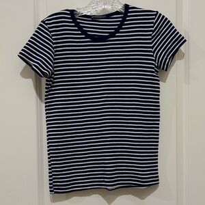 Brandy Melville Navy W| White Stripe Short Sleeve T Shirt One Size